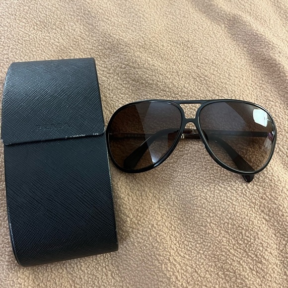 Prada Accessories - Prada Brown Acetate Frame Gradient Tint Aviator Sunglasses - SPR06N